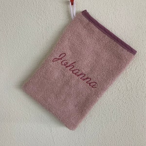 Wash mitt, washcloth, embroidered with desired name and appliqué image 1