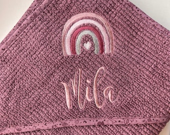 Organic hooded towel embroidered with name, hooded towel, hand towel, 100 x 100 cm