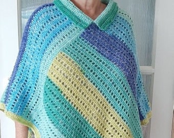 Poncho, crocheted, handmade, unique, 100% acrylic