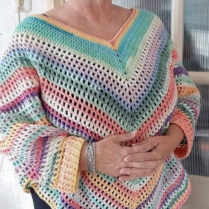 Pattern, crochet, poncho with sleeves REDUCED IN PRICE!