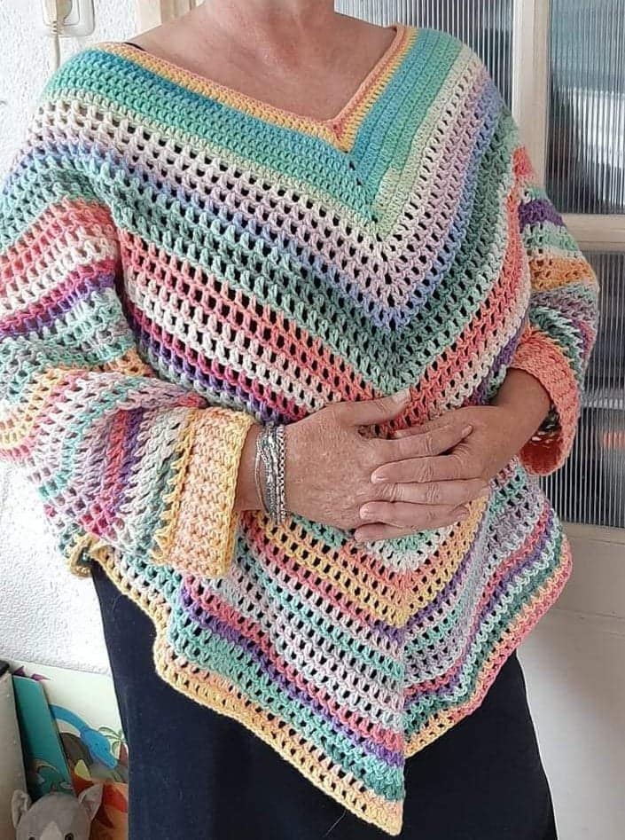 Pattern Crochet Poncho With Sleeves Etsy