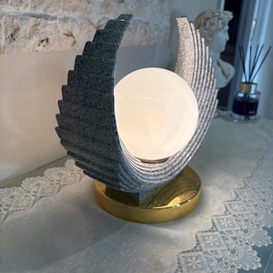 Antyczna włoska designerska ceramiczna lampa abstrakcyjna w szaro-białe plamki