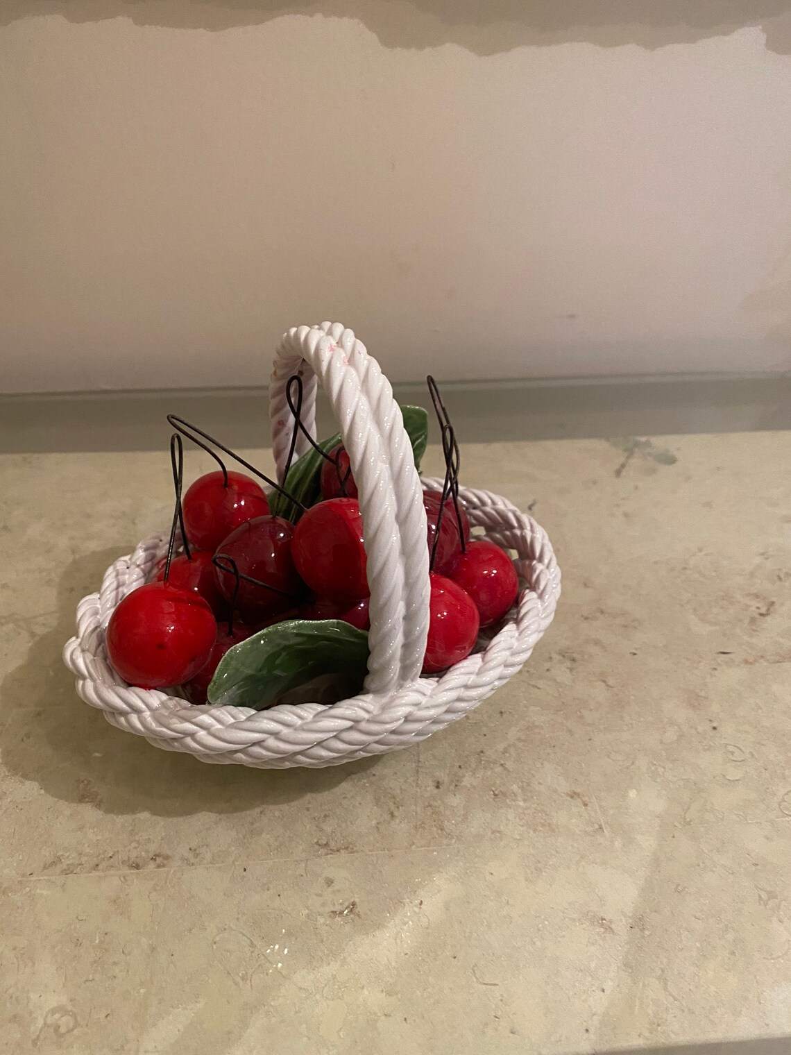 Panier en céramique vintage de cerises rouge et blanc Studio - Etsy France