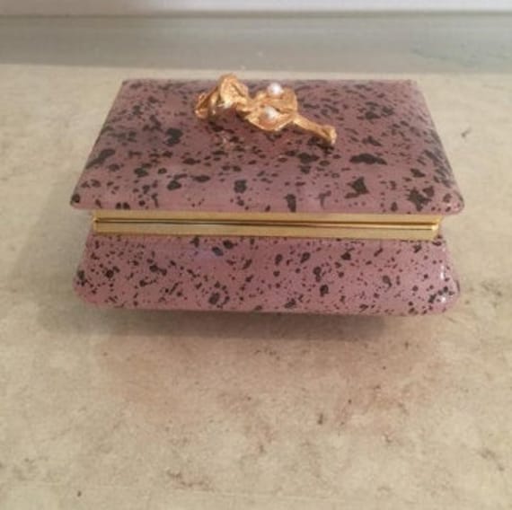 Vintage Italian Alabaster Trinket Box Gem