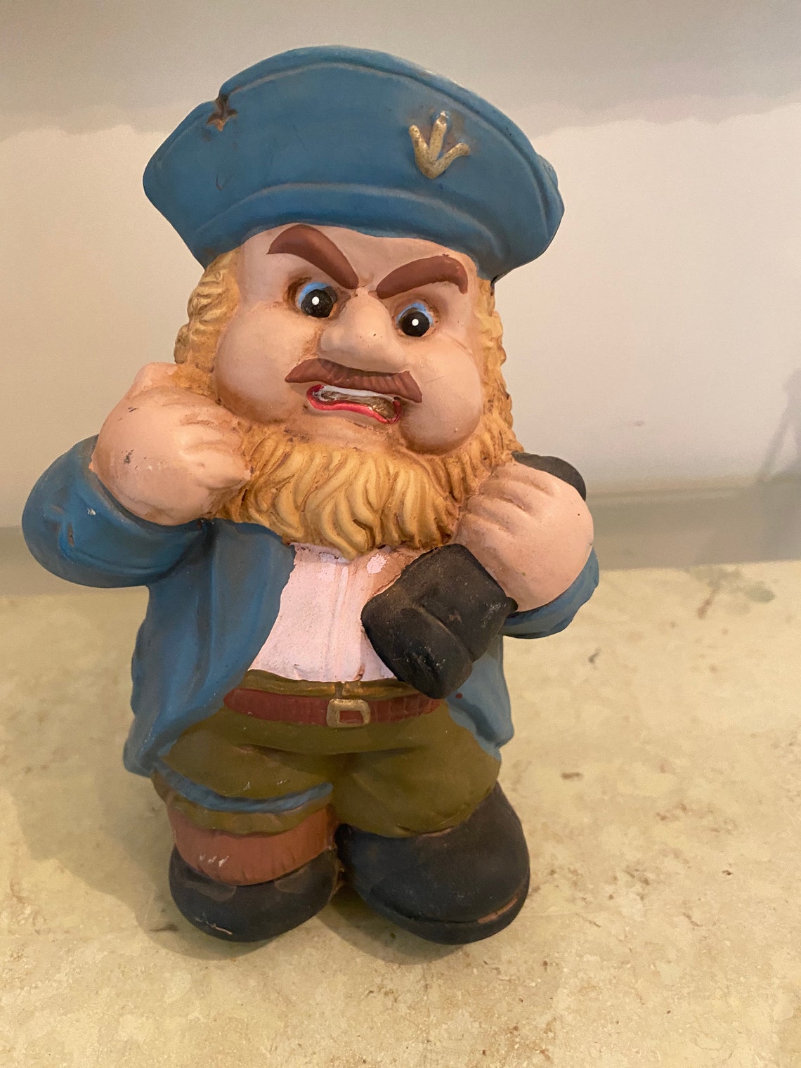 Vintage Ceramic Money Box Gnome blue Etsy UK