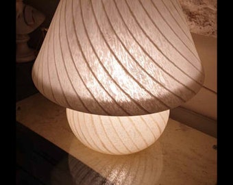 Lampada da tavolo vintage in vetro di Murano italiano a forma di fungo con vetro vorticoso/metà secolo