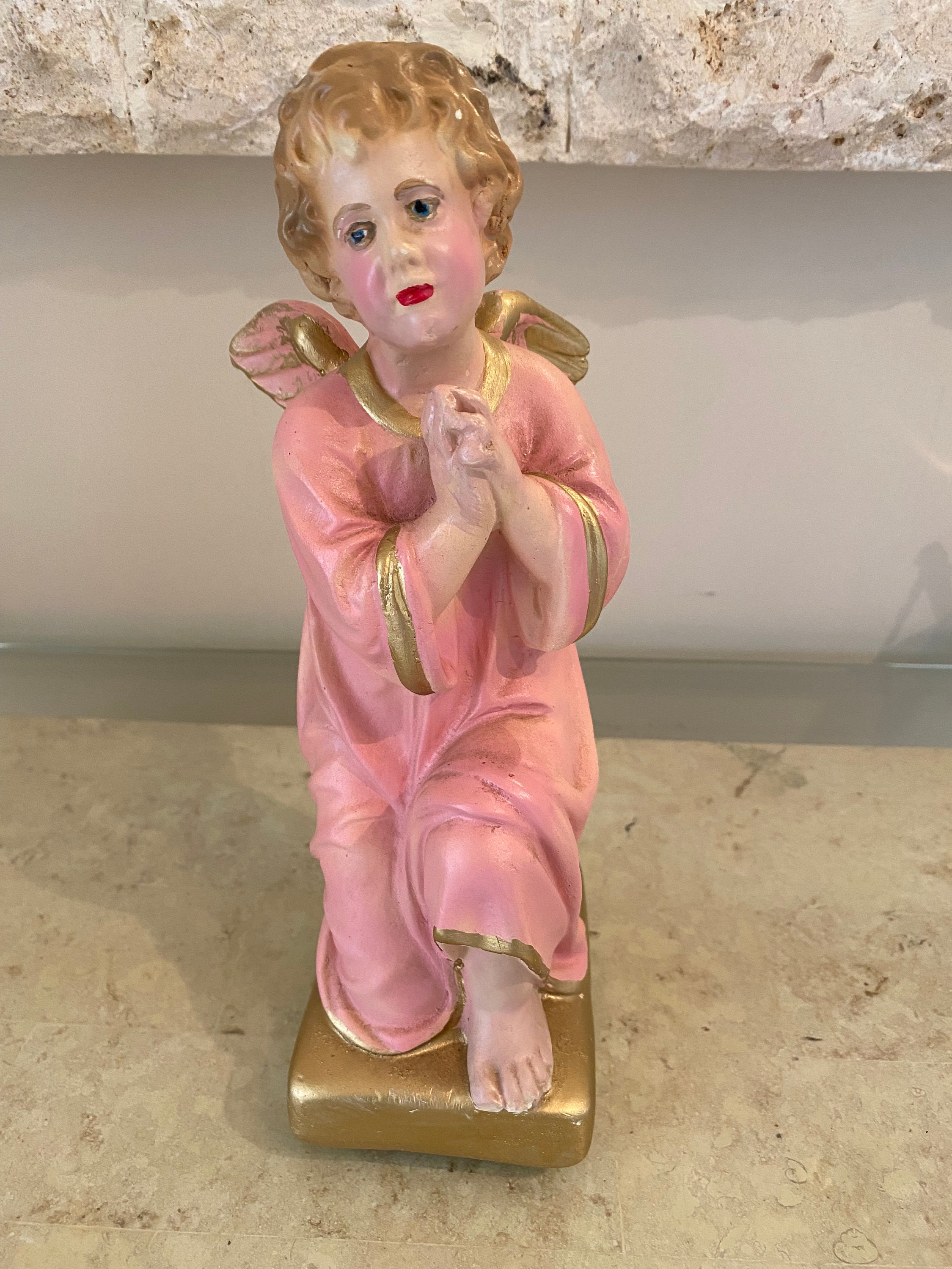 Vintage Plaster Angel Statue Etsy