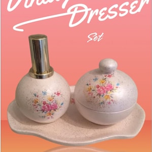 Vintage Ceramic 3 Piece Dresser Set