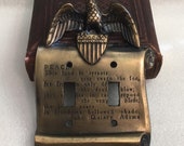 Vintage USA Federal Eagle Lightswitch Cover Plate Brass GIM 3048 MC Co John Adams