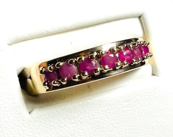 Vintage Ross Simons Gold Vermeil Sterling Silver Ruby Band Ring Sz 10