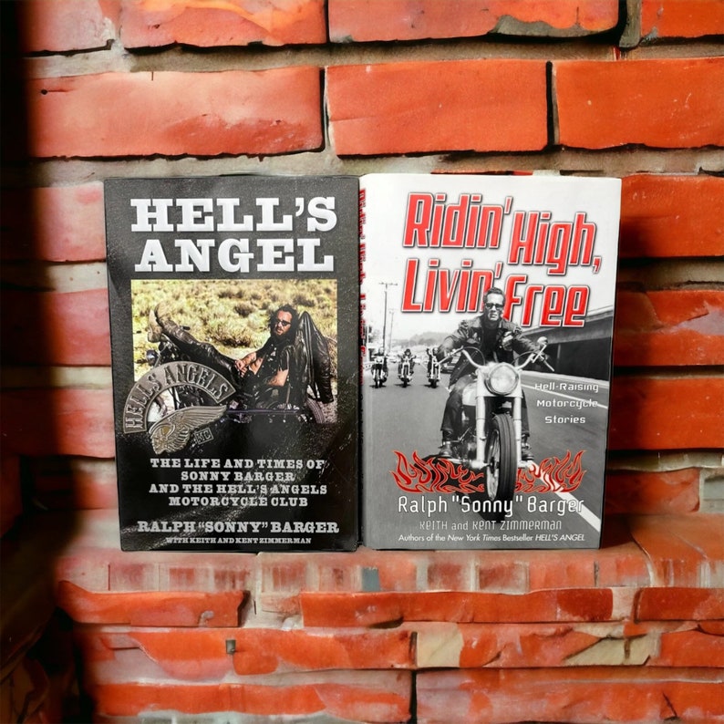 Hells Angel Ridin High Livin Free Ralph Sonny Barger Book Lot of 2 1st Ed HC DJ image 1