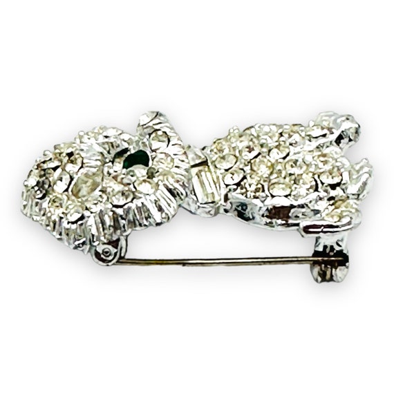 Vintage Pave Glass Rhinestone Poodle Dog Brooch P… - image 6