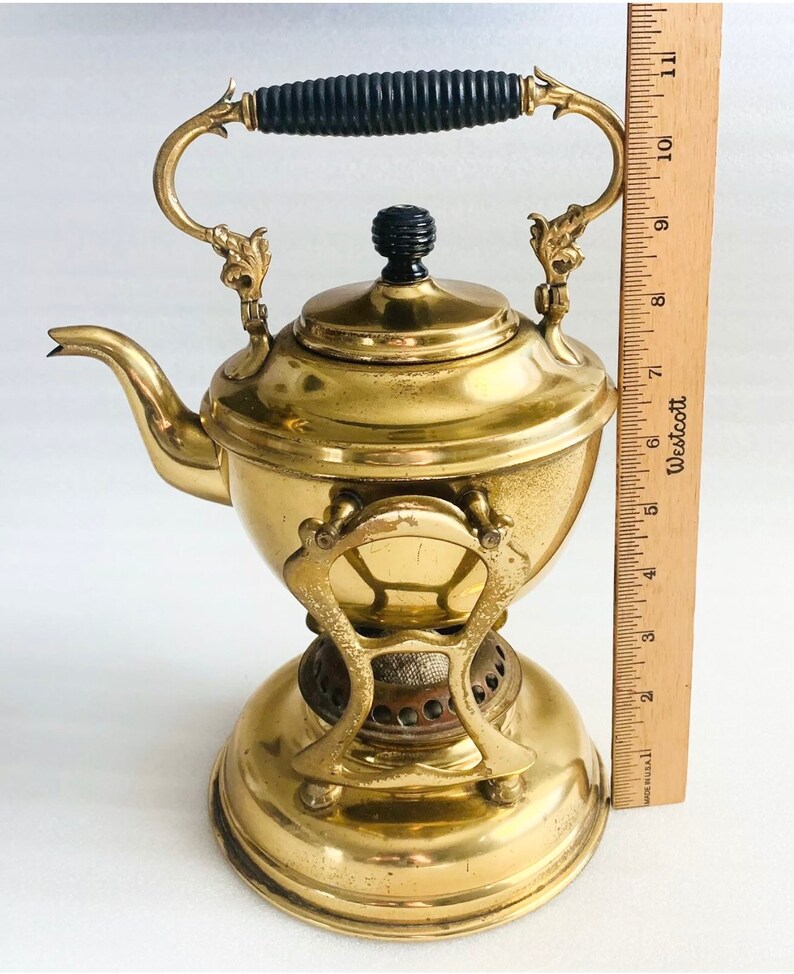 Antique 1896 Brass Tilting Teapot on Stand with Burner Buffalo Etsy