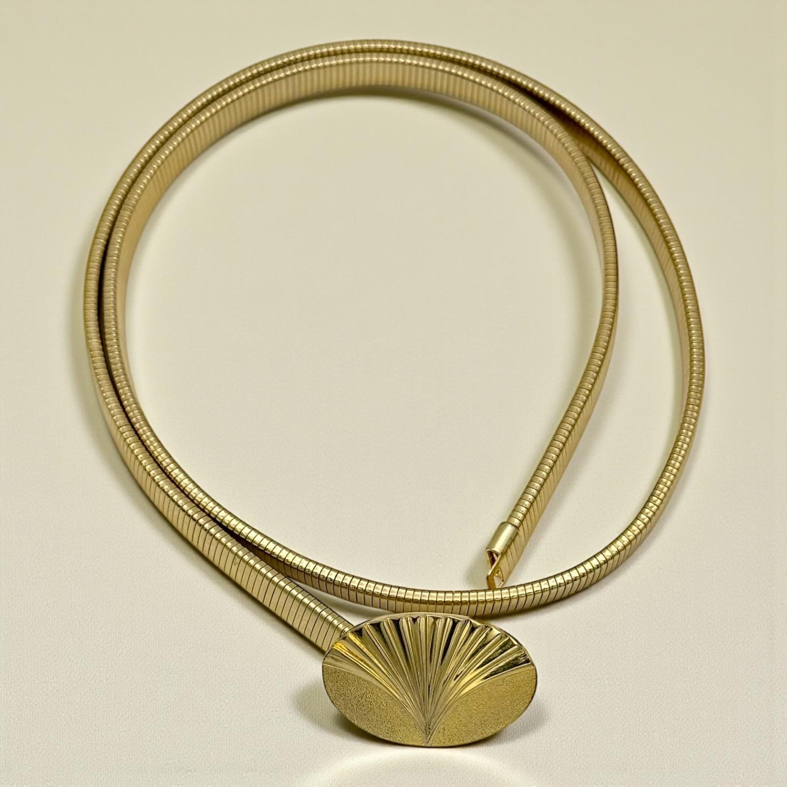 Vintage Large Snake Chain Belt Omega Gold Tone Retro Flexible Hook Clasp 16_Vintage_Omega_Snake_Chain_N  main image 3