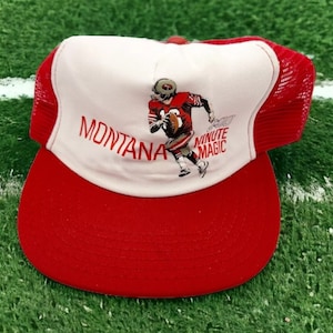 Vintage NFL Superstars Joe Montana Snapback Mesh Hat 2:00 Minute Magic San Francisco 49ers