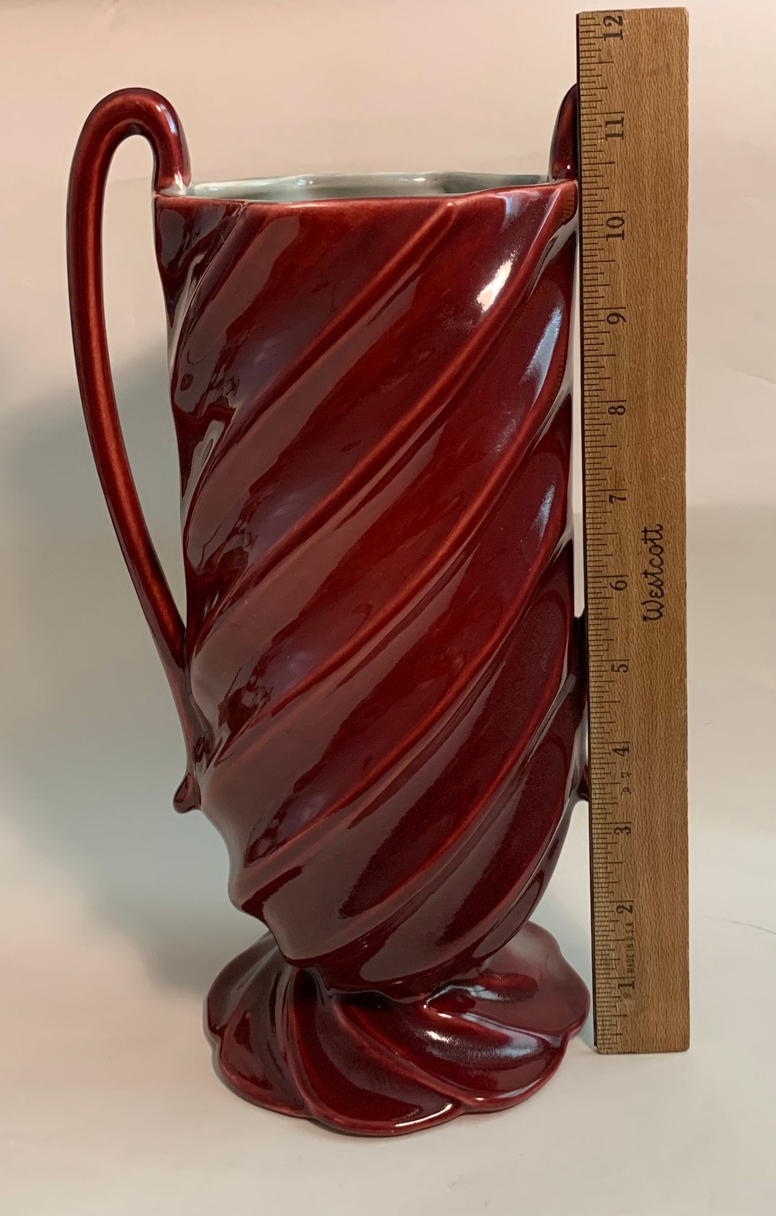 Vintage Red Wing Art Pottery 1376 Swirl Vase Two Handle Two Etsy