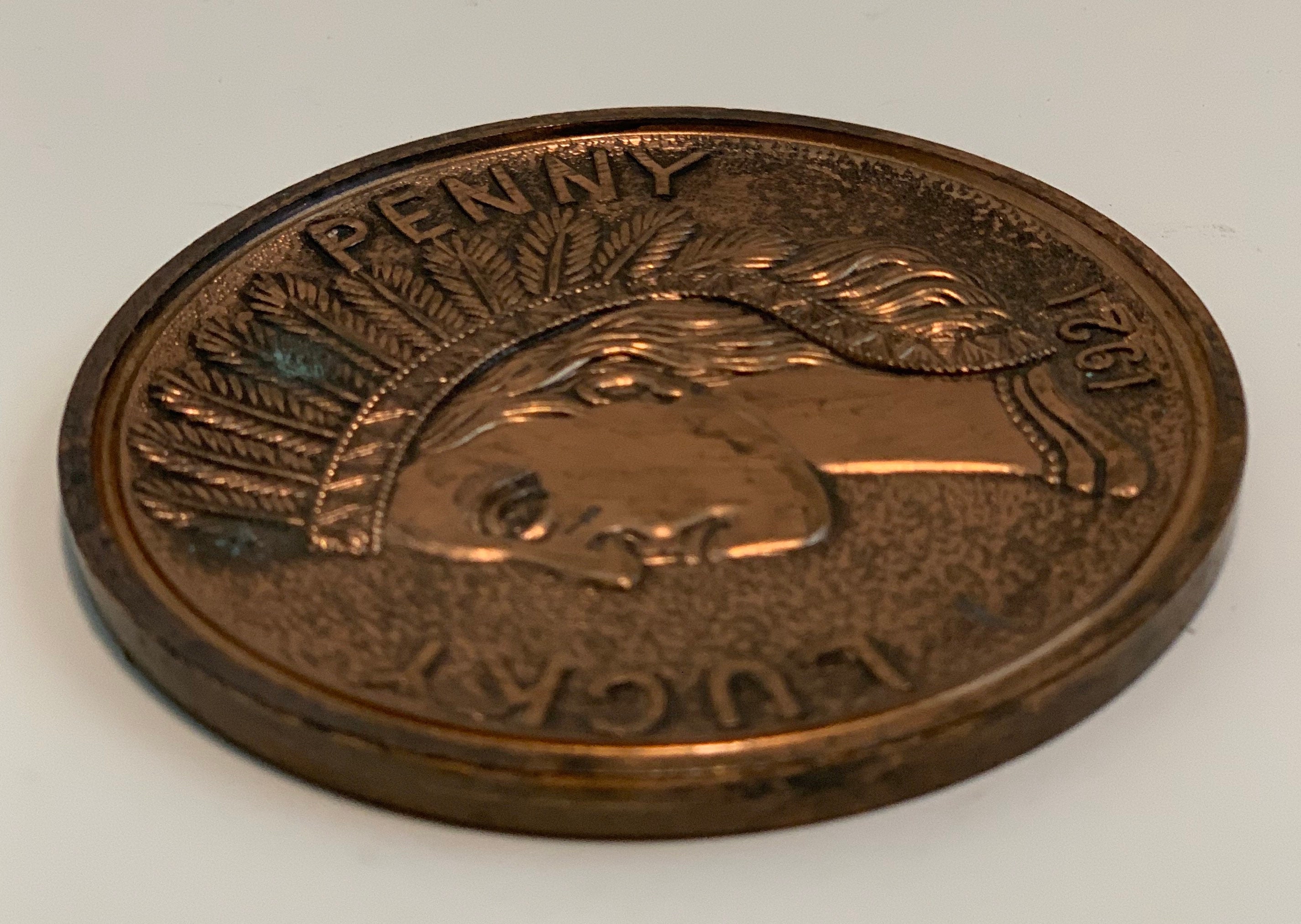 Large Rare Antique Indian Head Lucky Penny Souvenir Coin 1921 Etsy