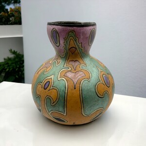 Vintage Handpainted Gourd Artist Signed Stephanie Kolman 6.5&quot; tall