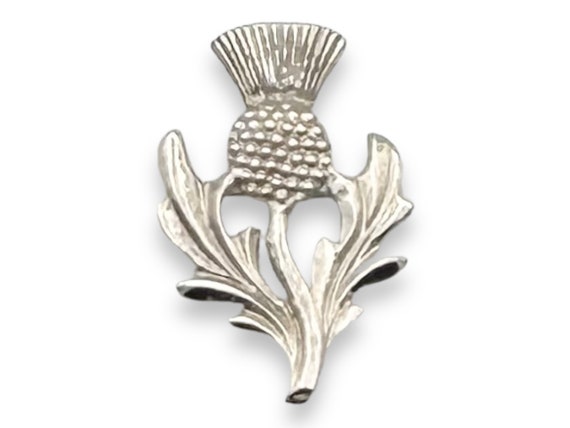 Vintage Scottish Thistle Brooch Pin Silver Tone M… - image 2