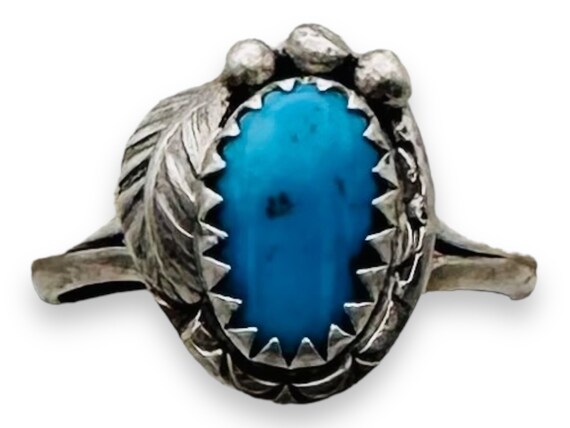 Old Native American Sterling Silver Turquoise Squ… - image 2