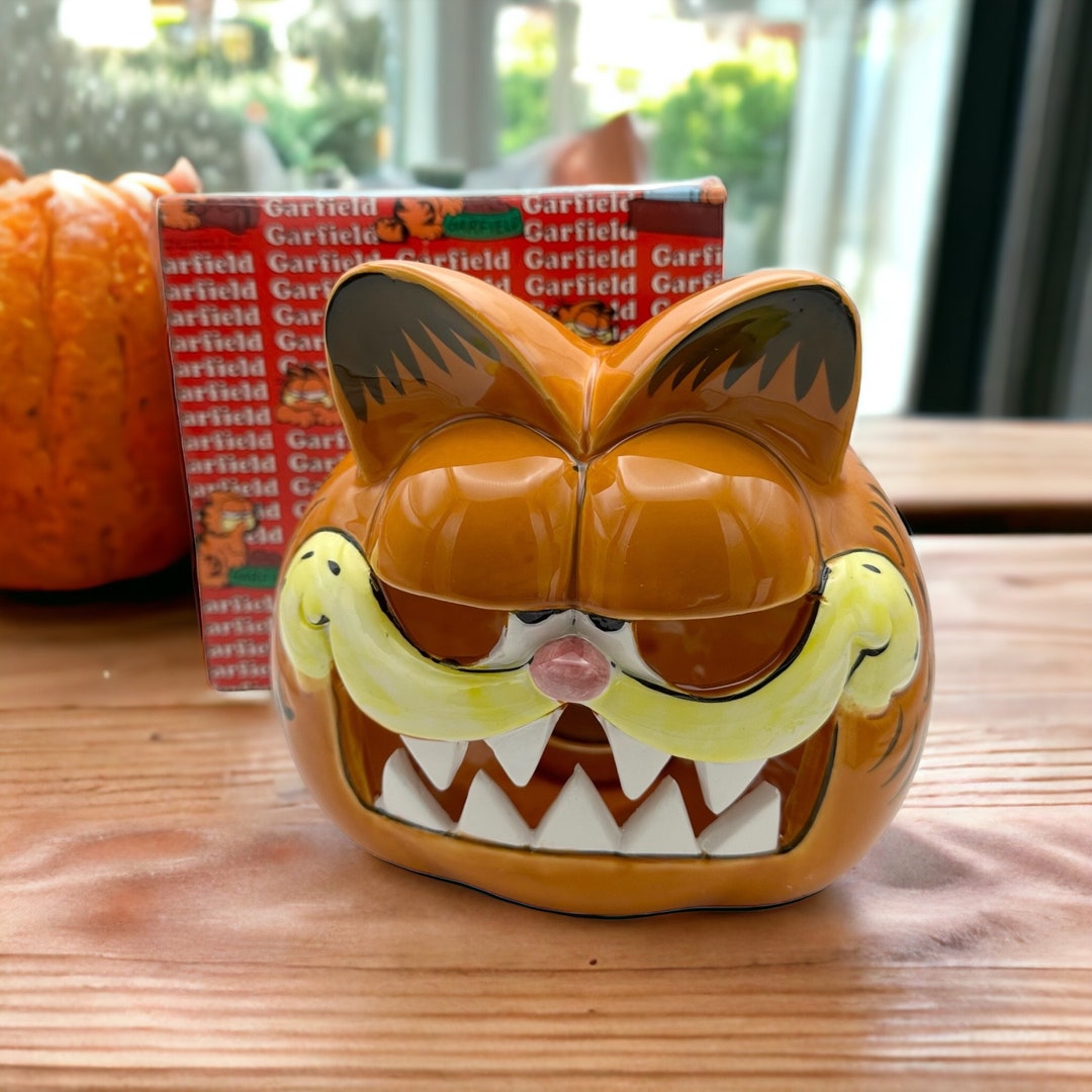 Vintage 1981 Enesco Garfield Jack O Lantern Halloween Ceramic Etsy