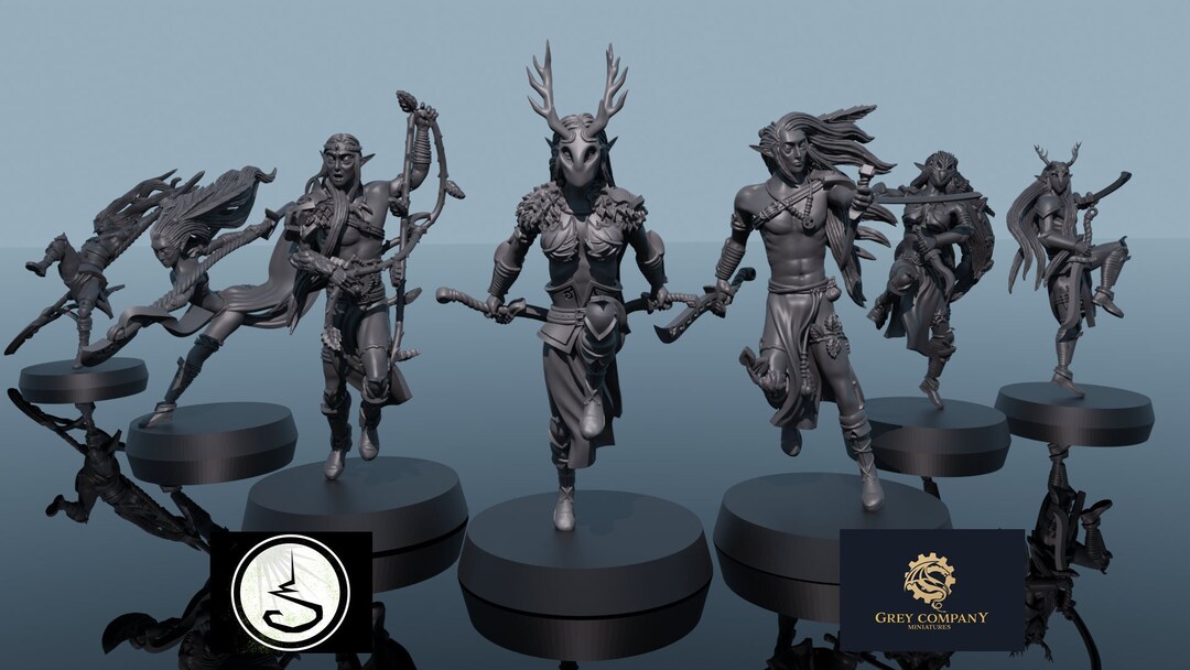 Wood Elves Wardancers Holo Miniatures RESIN Forest Elven Infantry Wood Elf Assassins Fantasy Dnd