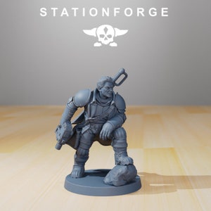 Grim Guard Commissar Mikhail | Station Forge | RESIN | Imperial Guard Death Corps Soldiers | Sci-fi| RPG | Tabletop | Gaming | Miniatures