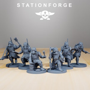 Grim Guard-ondersteuningsteam | Stationssmederij |RESIN| Soldaten van het Imperial Guard Death Corps | Sciencefiction | DnD| RPG | Tafelblad | Gamen | Miniaturen
