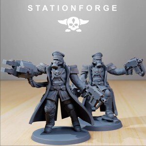 Grim Guard Commissar | Station Forge | RESIN | Imperial Guard Death Corps Soldiers | Sci-fi | DnD | RPG | Tabletop | Gaming | Miniatures