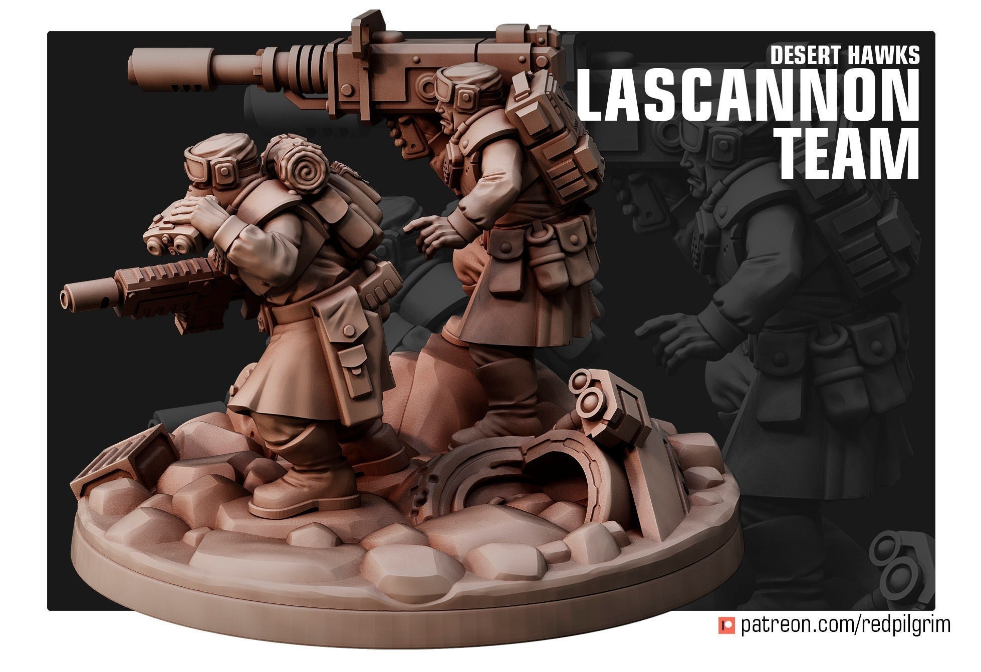 Desert Hawks Lascannon Team | Red Pilgrim Miniatures | Imperial Soldiers | Futuristic Infantry | Wargames | DnD | RPG | Tabletop | Gaming