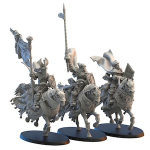 Calix Knights Command Group | Kingdom of Mercia | Lost Kingdom Miniatures | RESIN | Human Knights | King Arthur | Fantasy | Miniatures