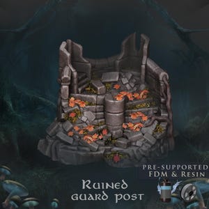 Ruined Elven Guard Post | Elven Realms: The Dark Forest | The Mines | FDM | Tabletop Terrain | Wargame Scenery | D&D | Fantasy | Miniatures