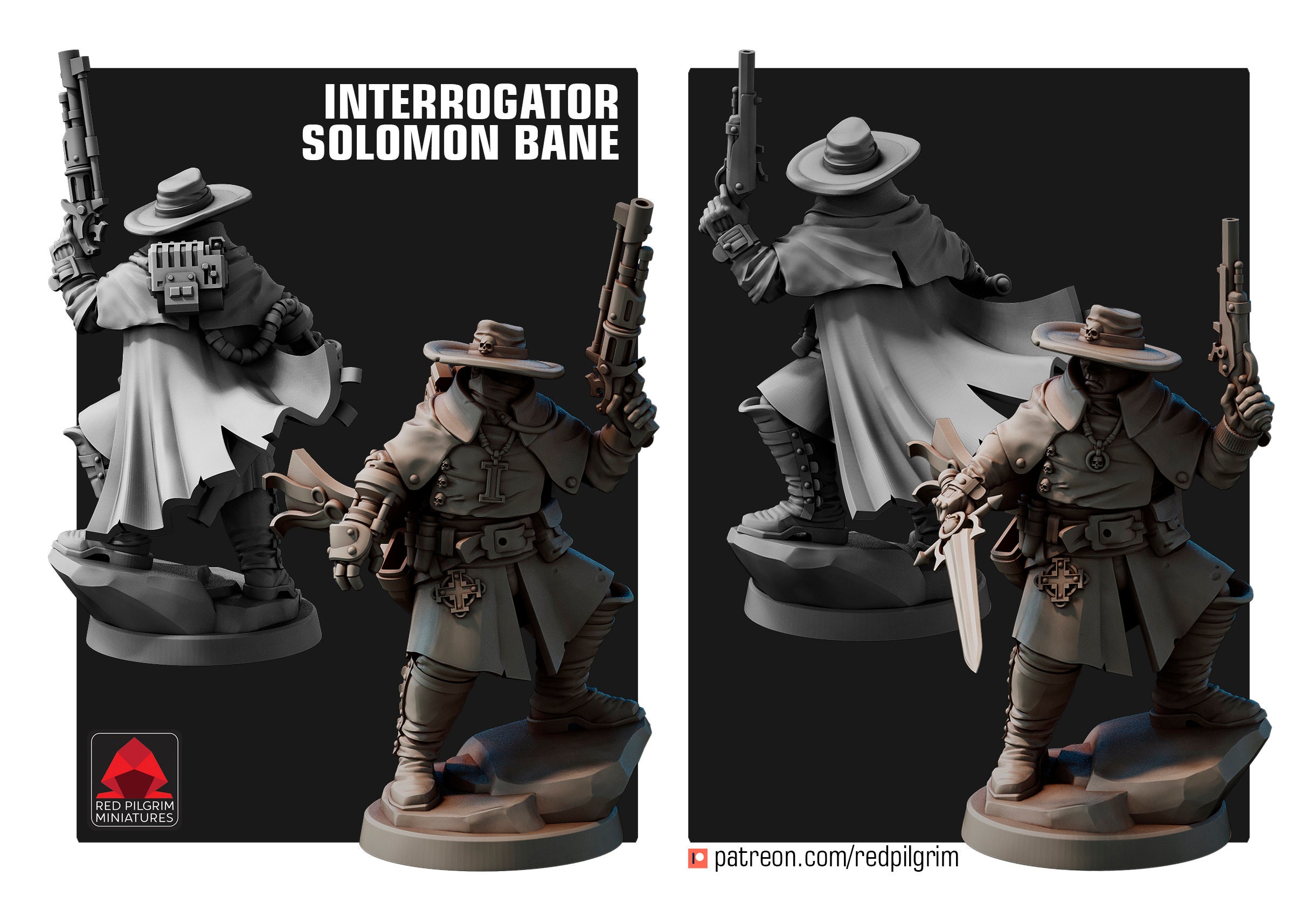 Interrogator Solomon Bane | Red Pilgrim Miniatures | Imperial Inquisitor | Futuristic Infantry | Wargames | DnD | RPG | Tabletop | Gaming
