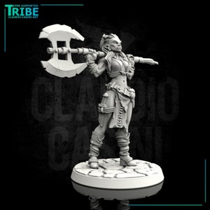 Female Barbarian with Axe | Claudio Casini | Half-Orc | Human | Elf | Firbolg | Tiefling | Dungeons & Dragons | Fantasy | Miniatures