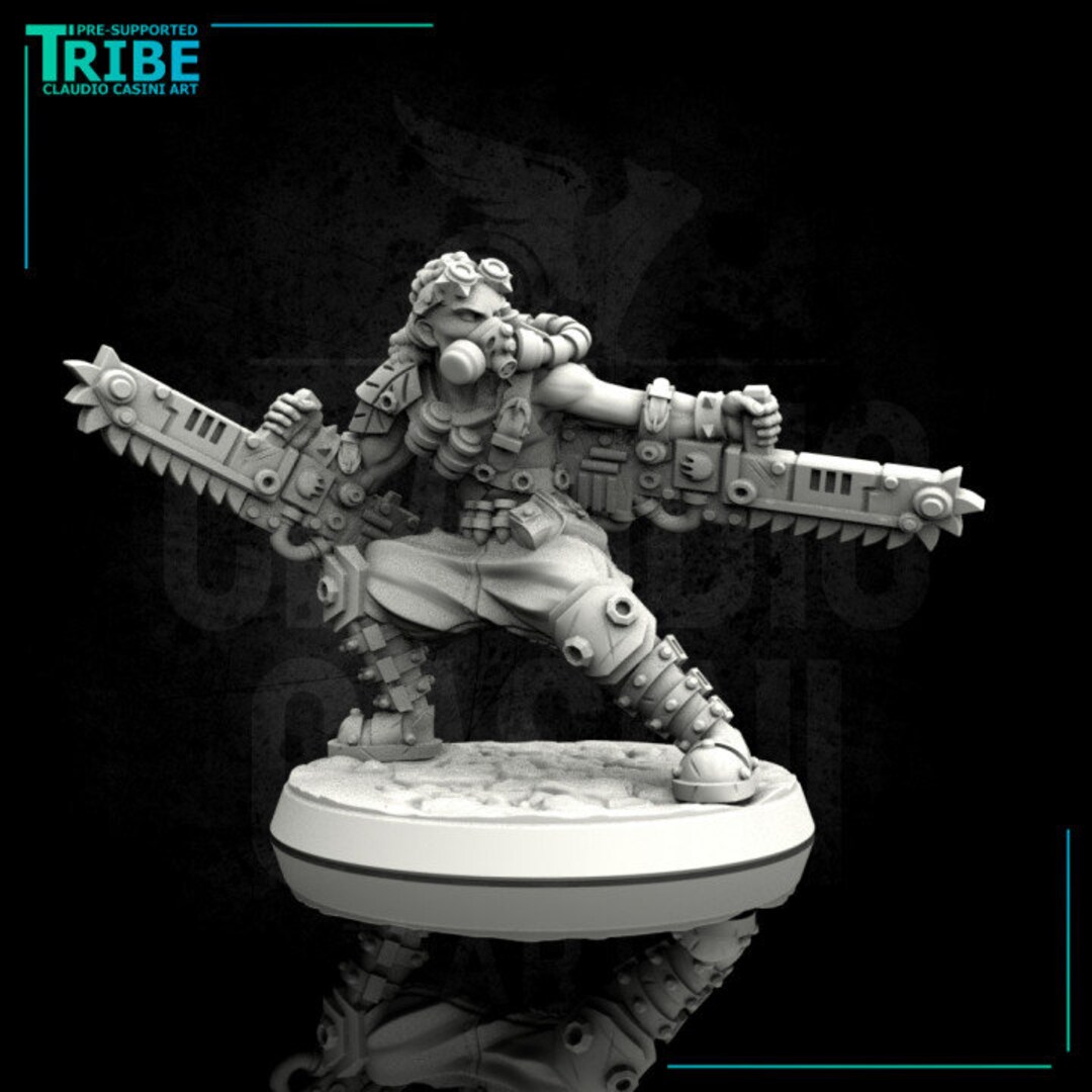 Male Postapocalyptic Chainsaw Warrior Claudio Casini Dungeons