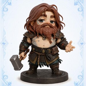 Thor, Frostling Raider | AXO Studios | RESIN | Nordiska gudar | Fantasy | Chibi | DnD | RPG | Spel | Miniatyrer