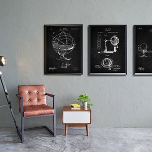 Astronomy Patent Set of 3, Planetarium, Solar System Armillary Sphere Tellurian Astronomical Globe,Instant Download