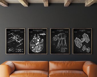 Darth Vader Yoda Dictionary Art Print Funny Star Wars Print Set of 4 Star Wars Wall Art Set for Kids Man Office Decor Living Room Decoration Artwork Husband Boyfriend Birthday Gift