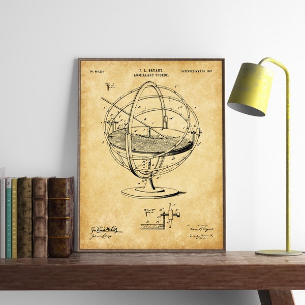 Armillary Sphere Patent Print, Vintage Armillary Sphere Poster, Armillary Sphere Art, Astronomy Decor, INSTANT DOWNLOAD