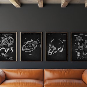 Football Patent Set of 4, Football Art, Football Helmet Poster, Football Pants, Gift for Him,INSTANT DOWNLOAD