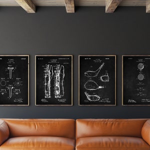 Golf Patent Set of 4, Golf Club Poster, Golf Ball Decor, Golf Tee, Caddy Bag Art, INSTANT DOWNLOAD
