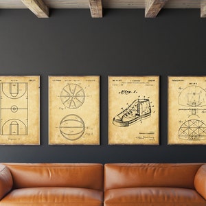Basketball Patent Set of 4, Basketball Hoop Art, Basketball Poster, Sneaker Patent, NBA, Gift for Him, INSTANT DOWNLOAD