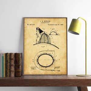Fireman's Helmet Patent, Fireman's Helmet Poster, Fireman Helmet Print, First Fireman Helmet Art, Gift for Him, INSTANT DOWNLOAD