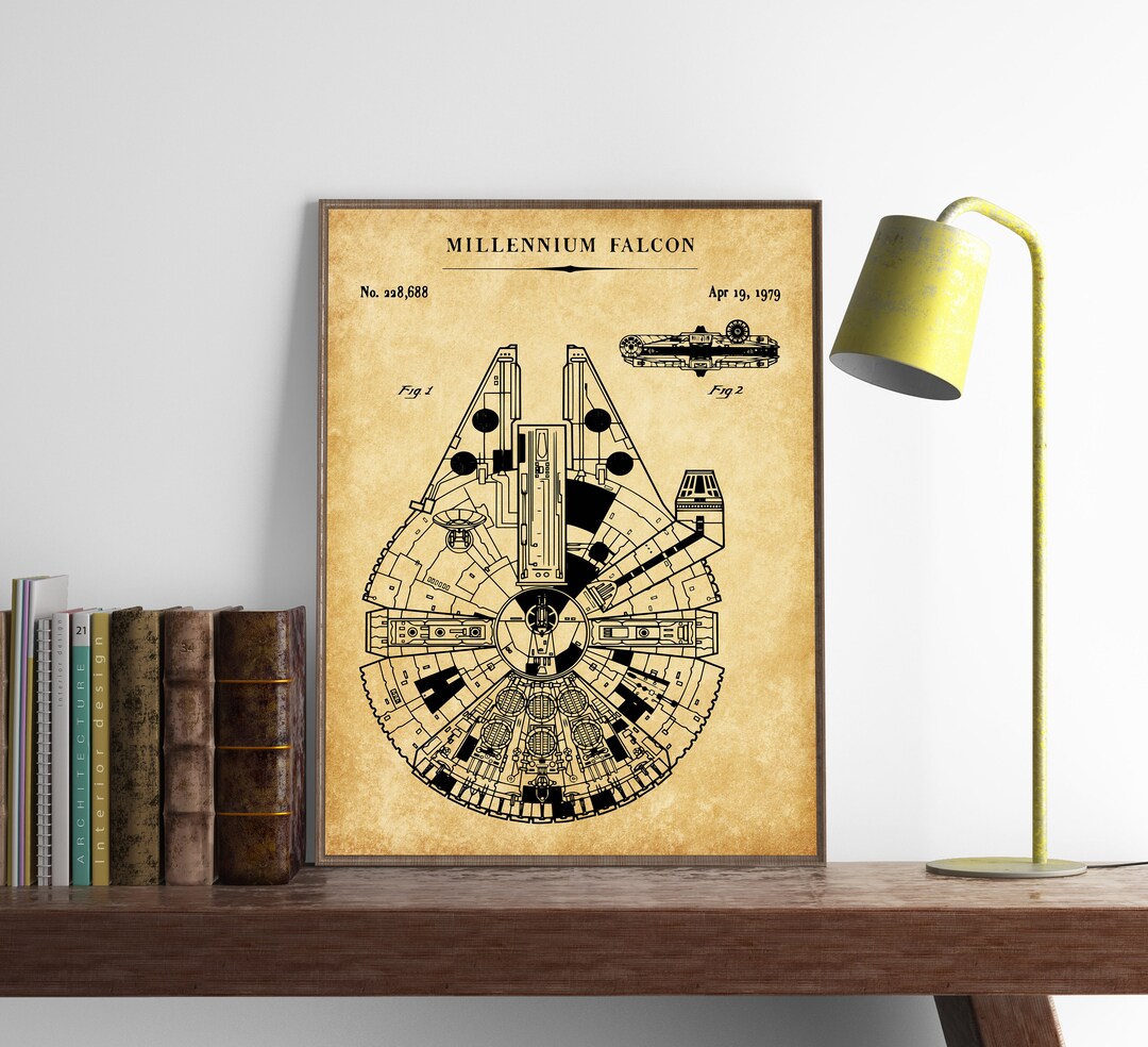 Star Wars Printable, Millennium Falcon Blueprint Art, Star Wars Poster, Star Wars Movie Print ...