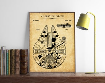 Star Wars Printable, Millennium Falcon Blueprint Art, Star Wars Poster, Star Wars Movie Print, Spaceship Poster, Fan Gifts,INSTANT DOWNLOAD