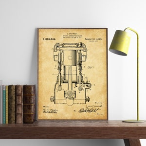 Chevrolet Verbrennungsmotor Patent Druck, Chevrolet Kunst, Automobilkunst, Chevy Motor, Garage Dekor, mechanische Geschenk, INSTANT DOWNLOAD