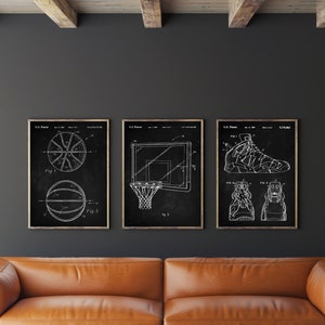 Basketball Patent Set of 3, Air Jordan 6 Poster, Basketball Backboard Blueprint, Michael Jordan, Sneaker Art, NBA Gift, INSTANT DOWNLOAD