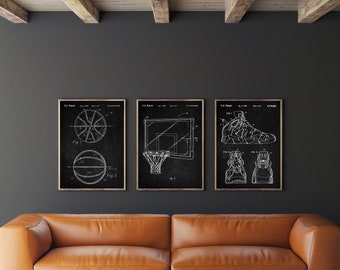 Basketball Patent Set of 3, Air Jordan 6 Poster, Basketball Backboard Blueprint, Michael Jordan, Sneaker Art, NBA Gift, INSTANT DOWNLOAD