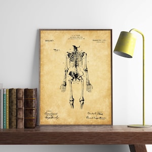 Human Skeleton Patent Print, Anatomy Art, Skeleton Poster, Bones, Medical Print, Anatomical Drawing, INSTANT DOWNLOAD