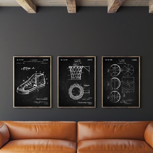 Basketball Patent Set of 3, Basketball Net Blueprint, Vintage Sneaker, Basketball Patent Print, NBA Gift, Kids Room Art, INSTANT DOWNLOAD